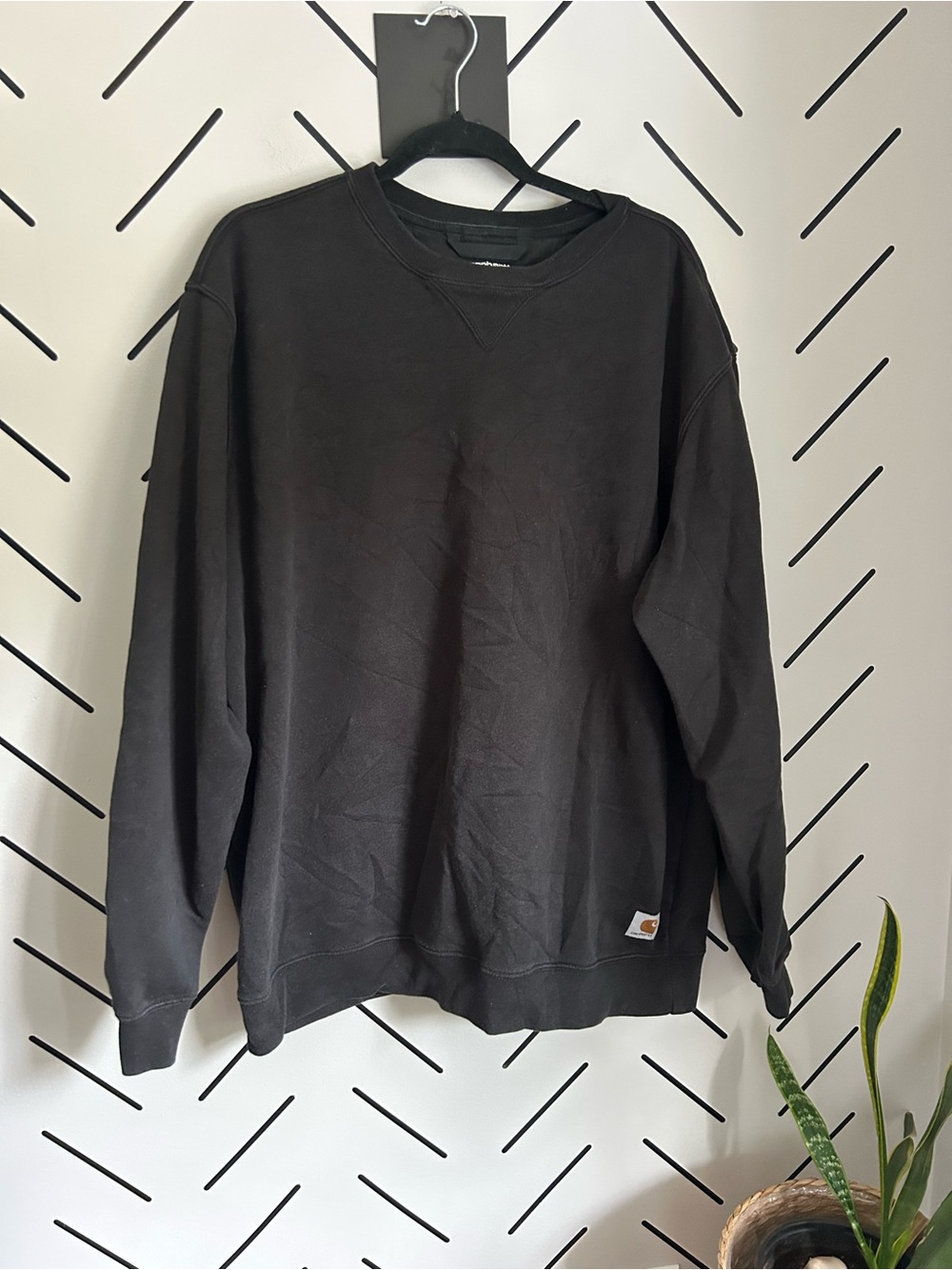 Carhartt men’s loose fit washed black long sleeve crew neck sweater